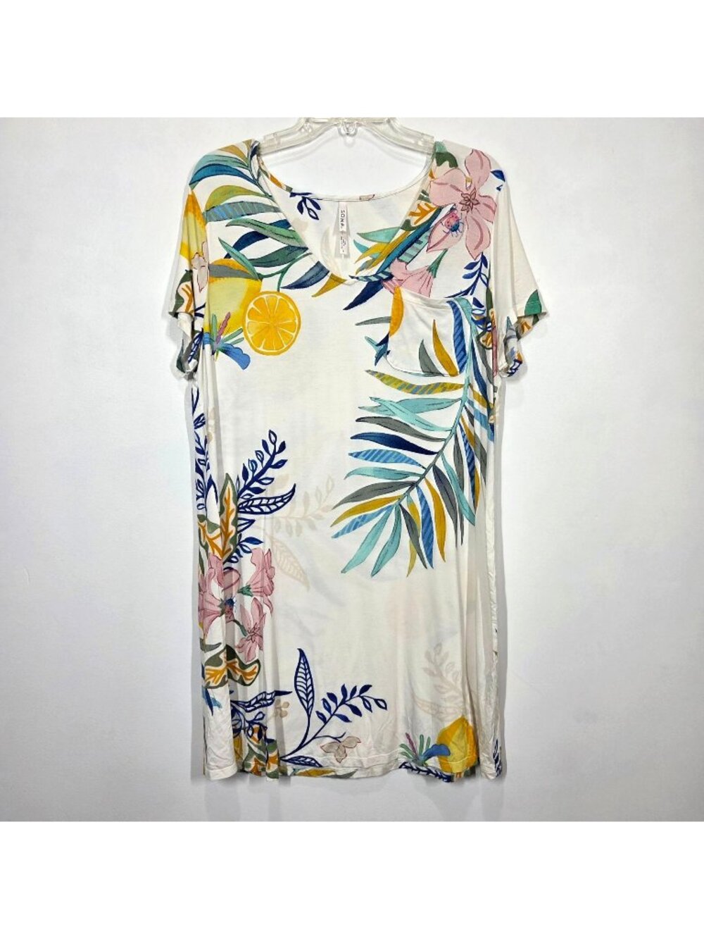 Soma Sleepshirt Large Lemon Squeeze Tropical Floral Cool Nights Beachy Travel
